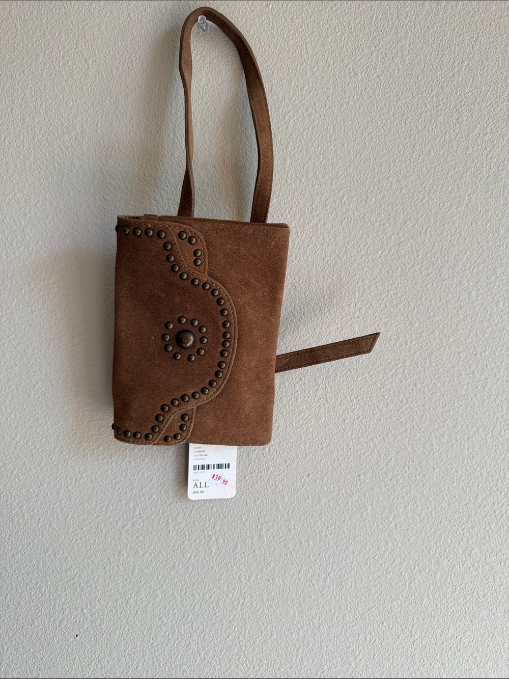 Brown Suede Studded Crossbody/belt Bag